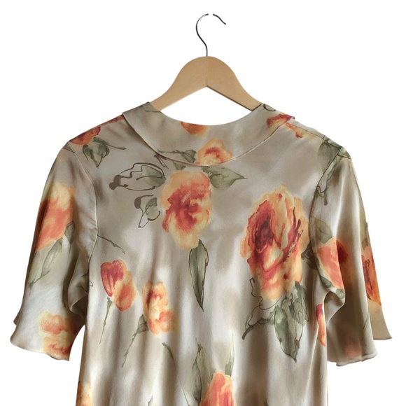 Linda Lundström Vintage Floral Print Sheer Women's Dress with Slip M/L - Picture 8 of 16